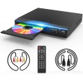 Jinhoo DVD Player for TV, DVD CD Player with HD 1080p Upscaling, HDMI & AV Output (HDMI & AV Cable Included), All-Region Free, Coaxial Port, USB Input, Remote Control Included