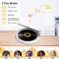 Jinhoo Bluetooth Portable CD Player with Wired Earbuds and 3.5mm Audio Cable, Anti-Skip/Shockproof Protection Small Music CD Walkman Players with LCD Display